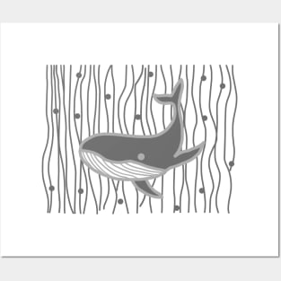 Whale - Grey Posters and Art